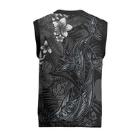 Hawaiian Tropical Plants and Tribal Whales Christmas Knitted V-Neck Vest Polynesian Art Tattoo Grayscale LT03 - Polynesian Pride
