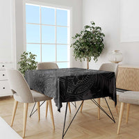 Hawaiian Tropical Plants and Tribal Whales Tablecloth Polynesian Art Tattoo Grayscale