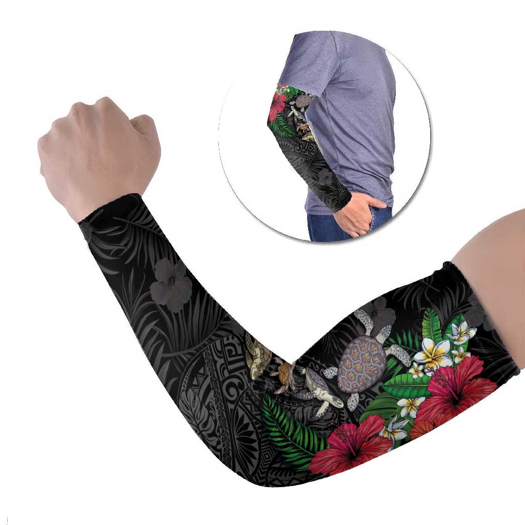 Hawaiian Tropical Plants and Turtles Arm Sleeves Polynesian Art Motifs