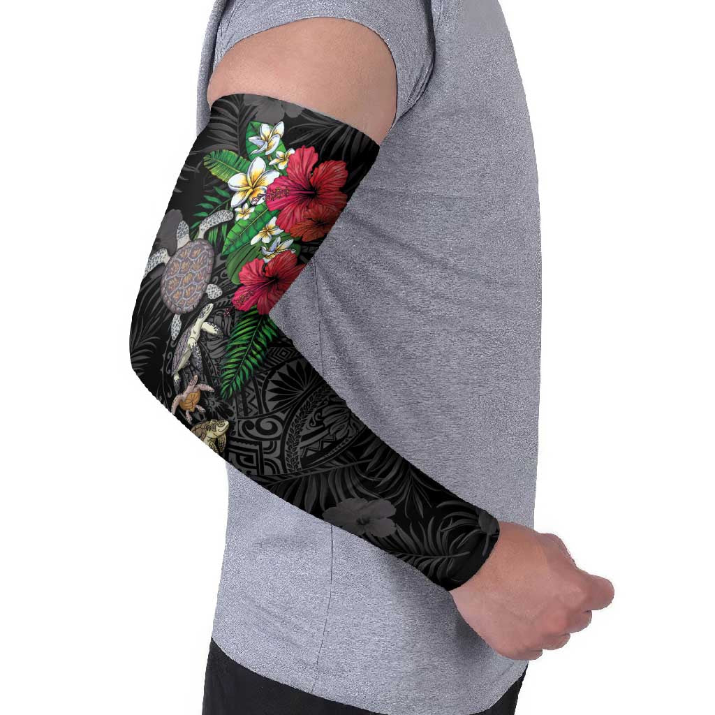 Hawaiian Tropical Plants and Turtles Arm Sleeves Polynesian Art Motifs