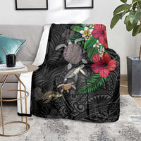 Hawaiian Tropical Plants and Turtles Blanket Polynesian Art Motifs