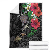 Hawaiian Tropical Plants and Turtles Blanket Polynesian Art Motifs