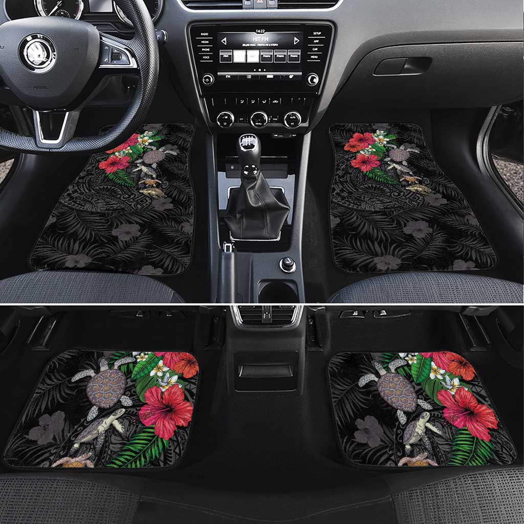 Hawaiian Tropical Plants and Turtles Car Mats Polynesian Art Motifs