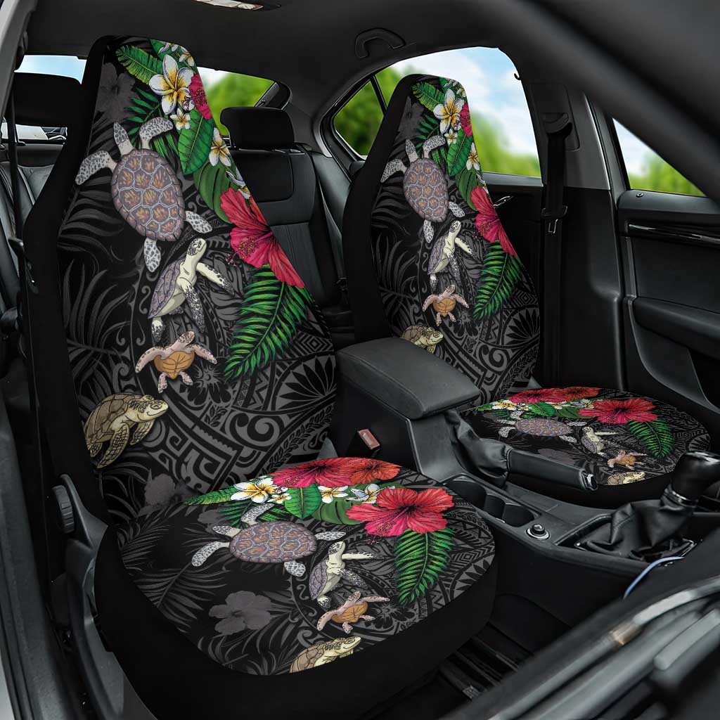 Hawaiian Tropical Plants and Turtles Car Seat Cover Polynesian Art Motifs