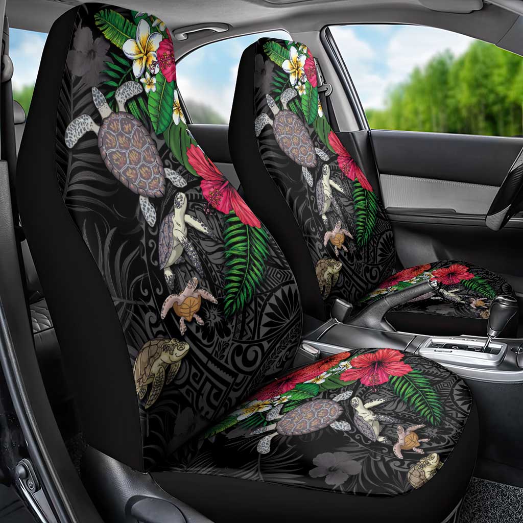 Hawaiian Tropical Plants and Turtles Car Seat Cover Polynesian Art Motifs