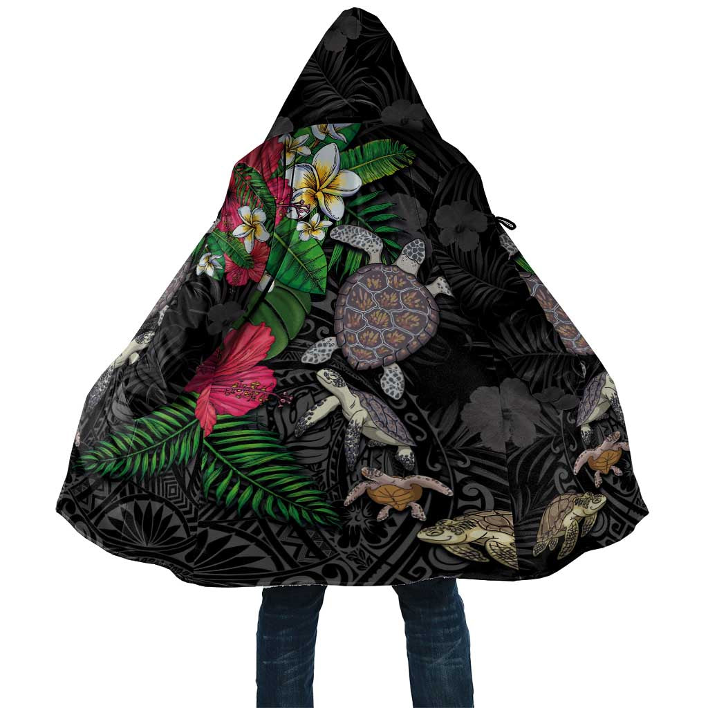 Hawaiian Tropical Plants and Turtles Cloak Polynesian Art Motifs