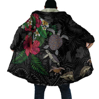 Hawaiian Tropical Plants and Turtles Cloak Polynesian Art Motifs