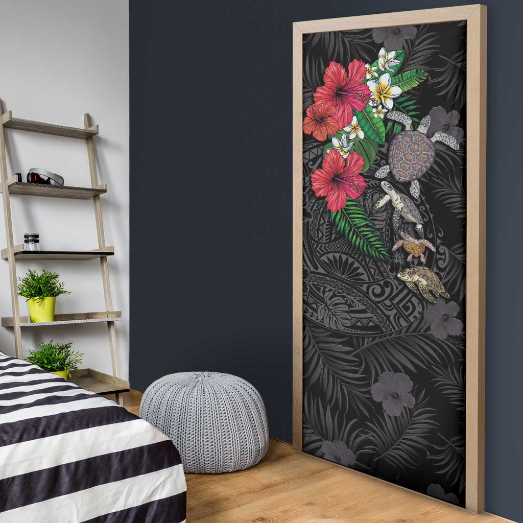 Hawaiian Tropical Plants and Turtles Door Cover Polynesian Art Motifs