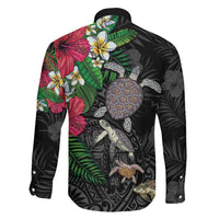 Hawaiian Tropical Plants and Turtles Family Matching Puletasi and Hawaiian Shirt Polynesian Art Motifs LT03 - Polynesian Pride