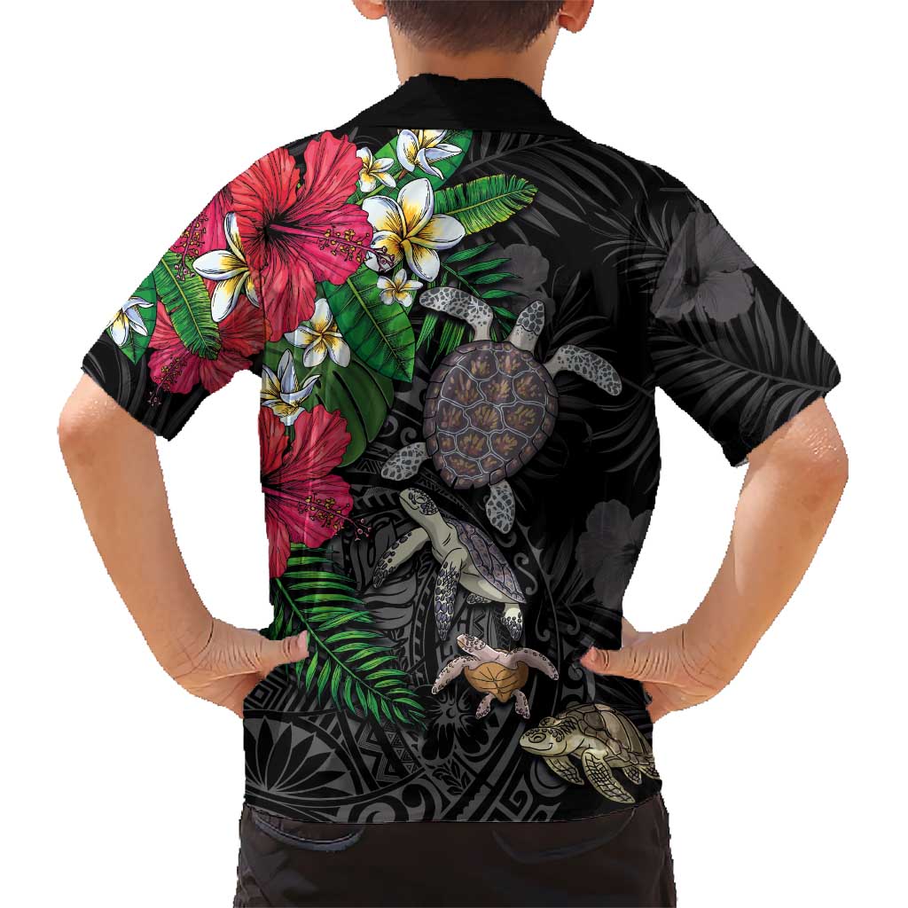 Hawaiian Tropical Plants and Turtles Family Matching Tank Maxi Dress and Hawaiian Shirt Polynesian Art Motifs LT03 - Polynesian Pride