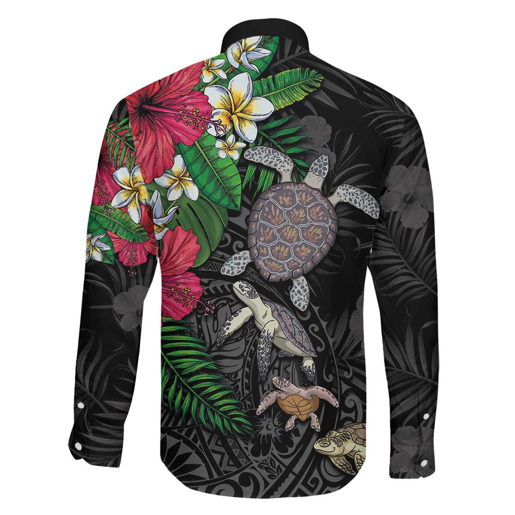 Hawaiian Tropical Plants and Turtles Family Matching Tank Maxi Dress and Hawaiian Shirt Polynesian Art Motifs LT03 - Polynesian Pride