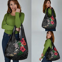 Hawaiian Tropical Plants and Turtles Grocery Bag Polynesian Art Motifs