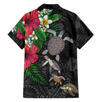 Hawaiian Tropical Plants and Turtles Hawaiian Shirt Polynesian Art Motifs