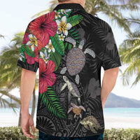 Hawaiian Tropical Plants and Turtles Hawaiian Shirt Polynesian Art Motifs