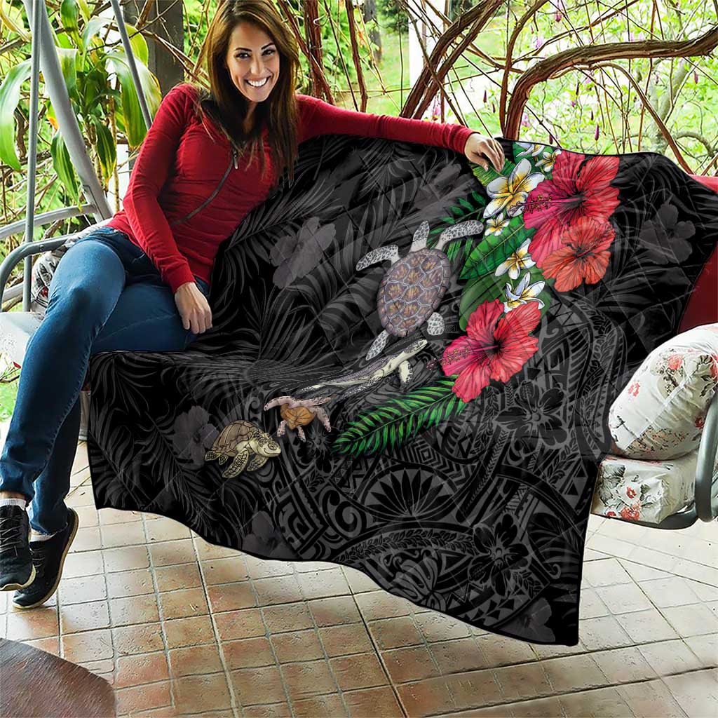 Hawaiian Tropical Plants and Turtles Quilt Polynesian Art Motifs