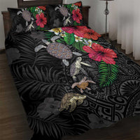 Hawaiian Tropical Plants and Turtles Quilt Bed Set Polynesian Art Motifs