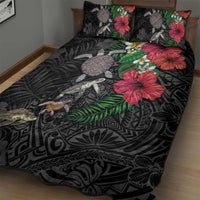 Hawaiian Tropical Plants and Turtles Quilt Bed Set Polynesian Art Motifs