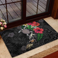 Hawaiian Tropical Plants and Turtles Rubber Doormat Polynesian Art Motifs