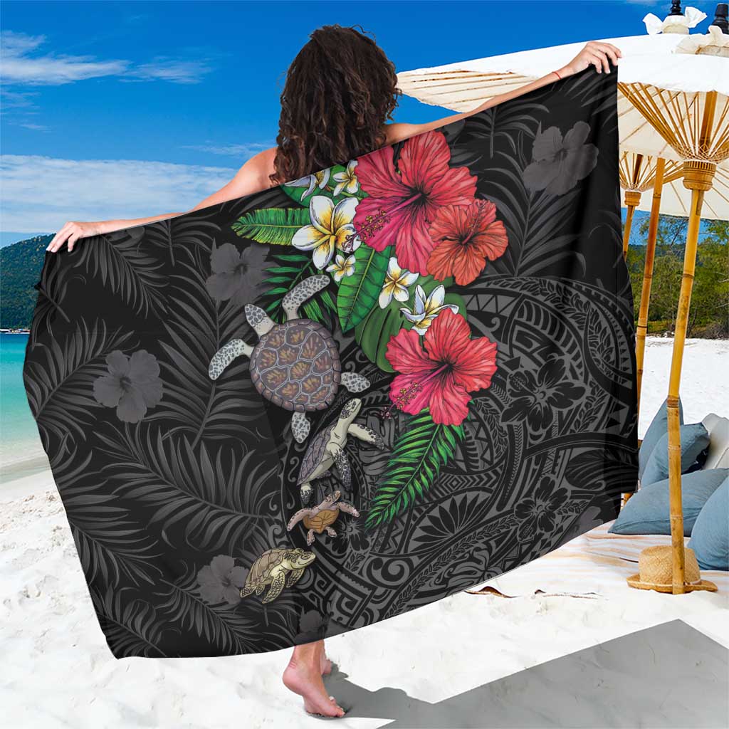 Hawaiian Tropical Plants and Turtles Sarong Polynesian Art Motifs