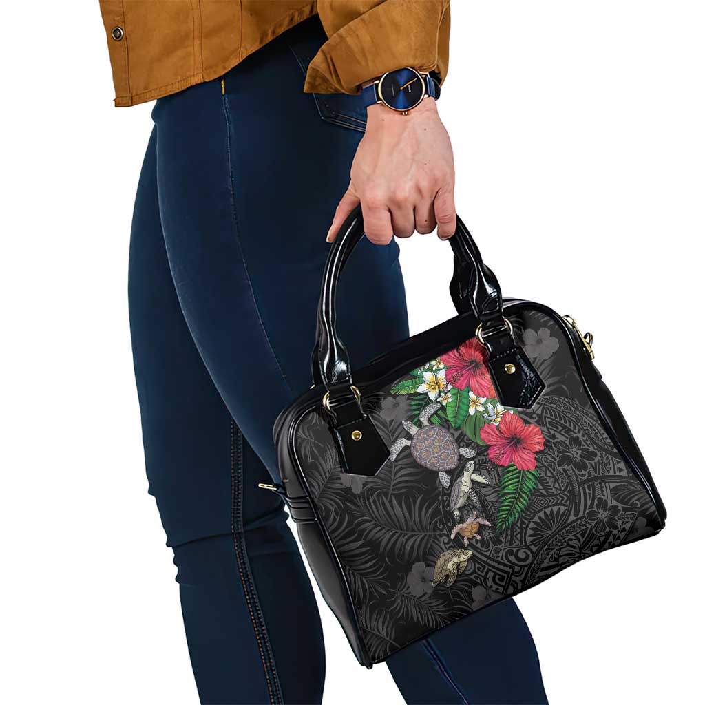 Hawaiian Tropical Plants and Turtles Shoulder Handbag Polynesian Art Motifs