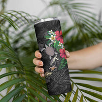 Hawaiian Tropical Plants and Turtles Skinny Tumbler Polynesian Art Motifs