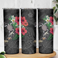 Hawaiian Tropical Plants and Turtles Skinny Tumbler Polynesian Art Motifs