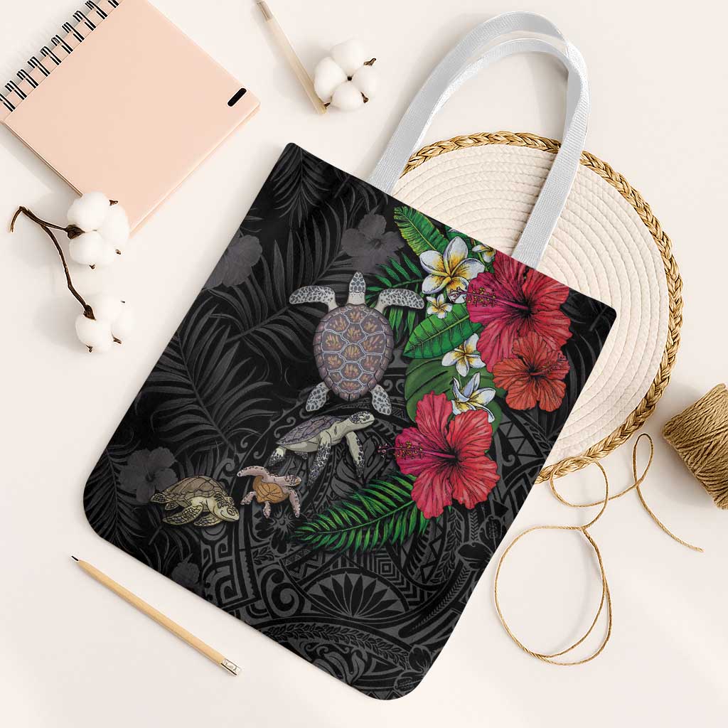 Hawaiian Tropical Plants and Turtles Tote Bag Polynesian Art Motifs
