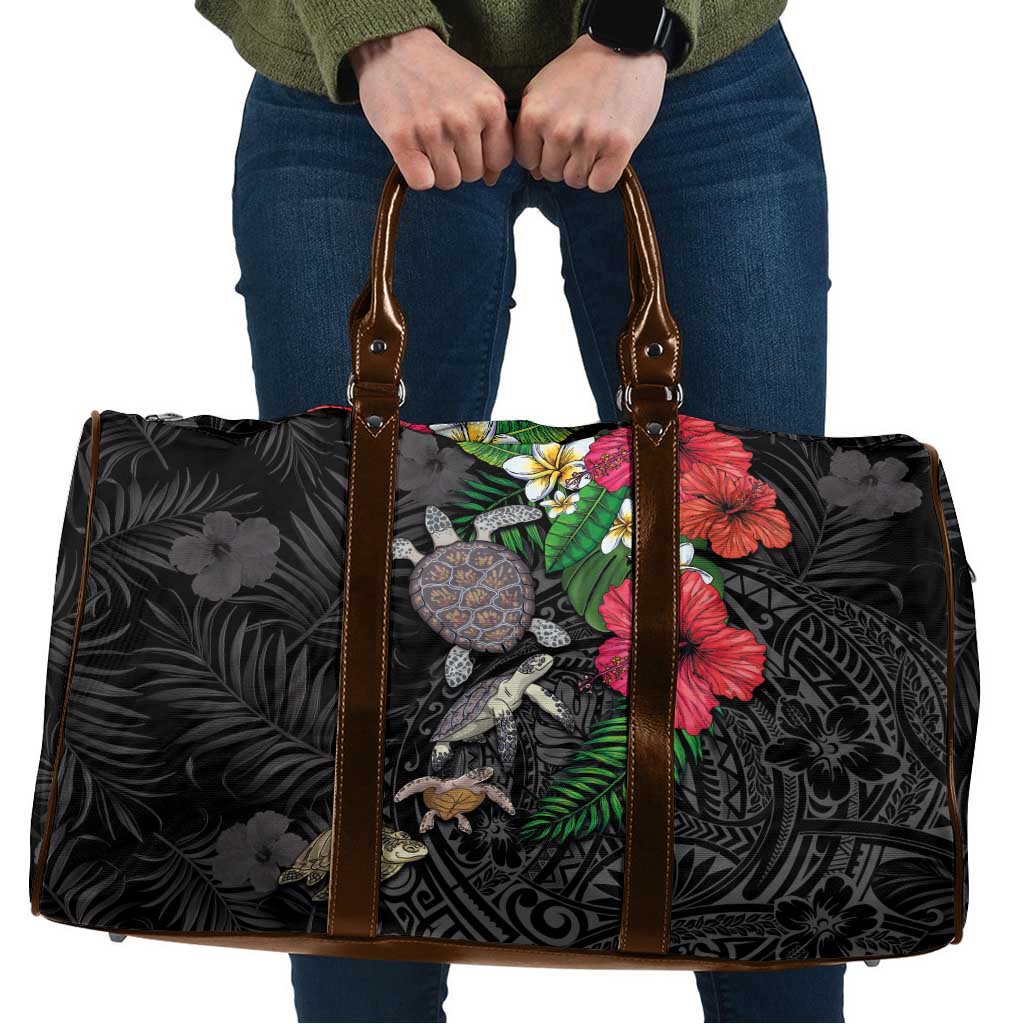 Hawaiian Tropical Plants and Turtles Travel Bag Polynesian Art Motifs