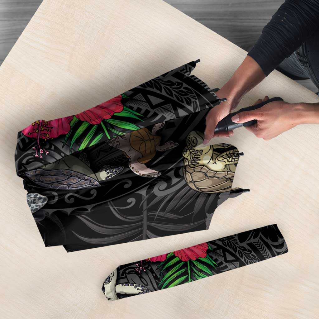 Hawaiian Tropical Plants and Turtles Umbrella Polynesian Art Motifs