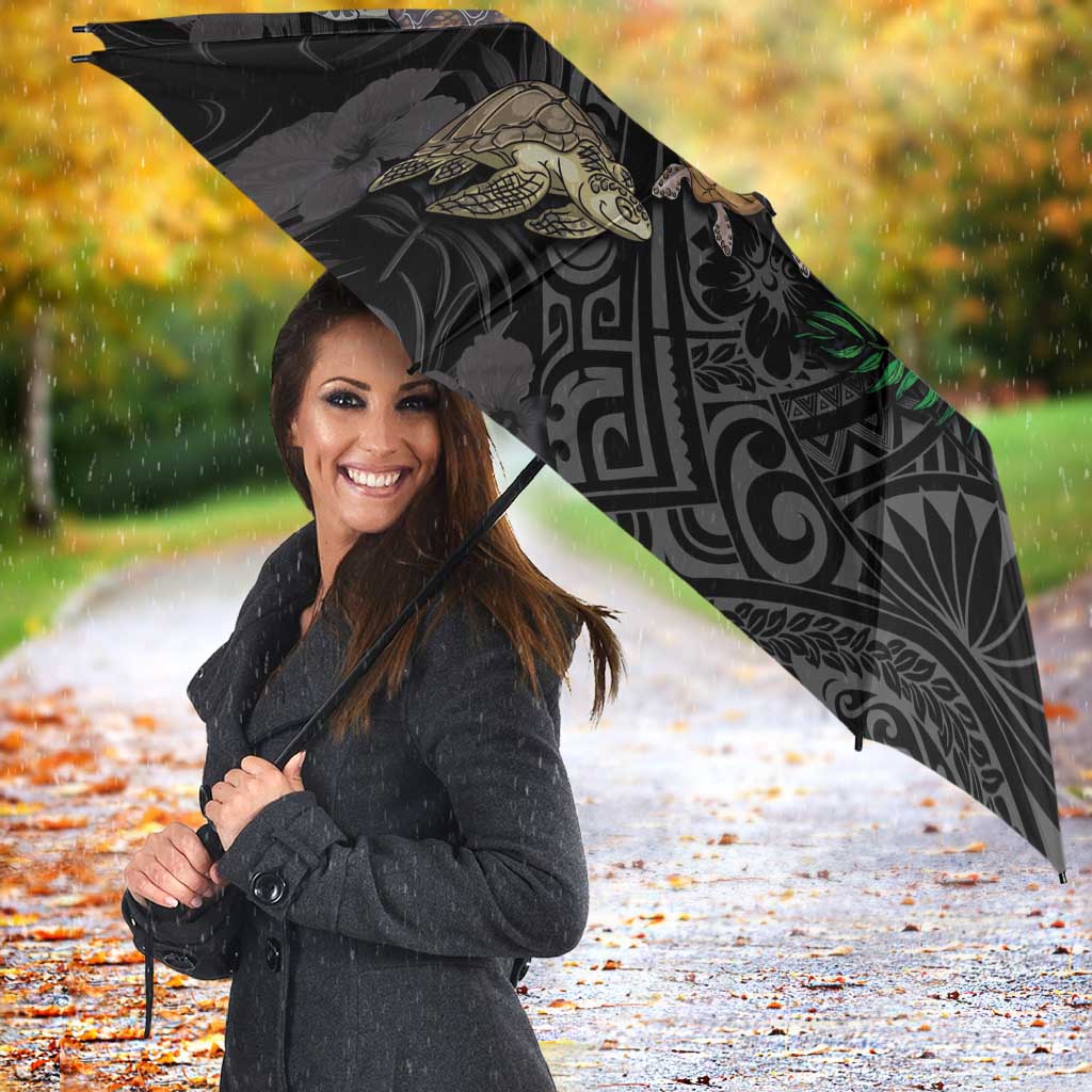 Hawaiian Tropical Plants and Turtles Umbrella Polynesian Art Motifs