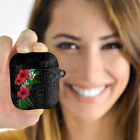 Hawaiian Tropical Plants AirPods Case Kakau Tattoo and Polynesian Pattern Half Black Color