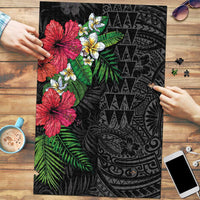 Hawaiian Tropical Plants Puzzle Kakau Tattoo and Polynesian Pattern Half Black Color