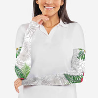 Hawaiian Tropical Plants Arm Sleeves Kakau Tattoo and Polynesian Pattern Half White Color