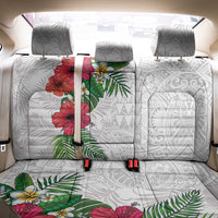 Hawaiian Tropical Plants Back Car Seat Cover Kakau Tattoo and Polynesian Pattern Half White Color