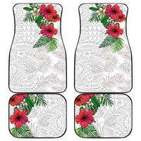 Hawaiian Tropical Plants Car Mats Kakau Tattoo and Polynesian Pattern Half White Color