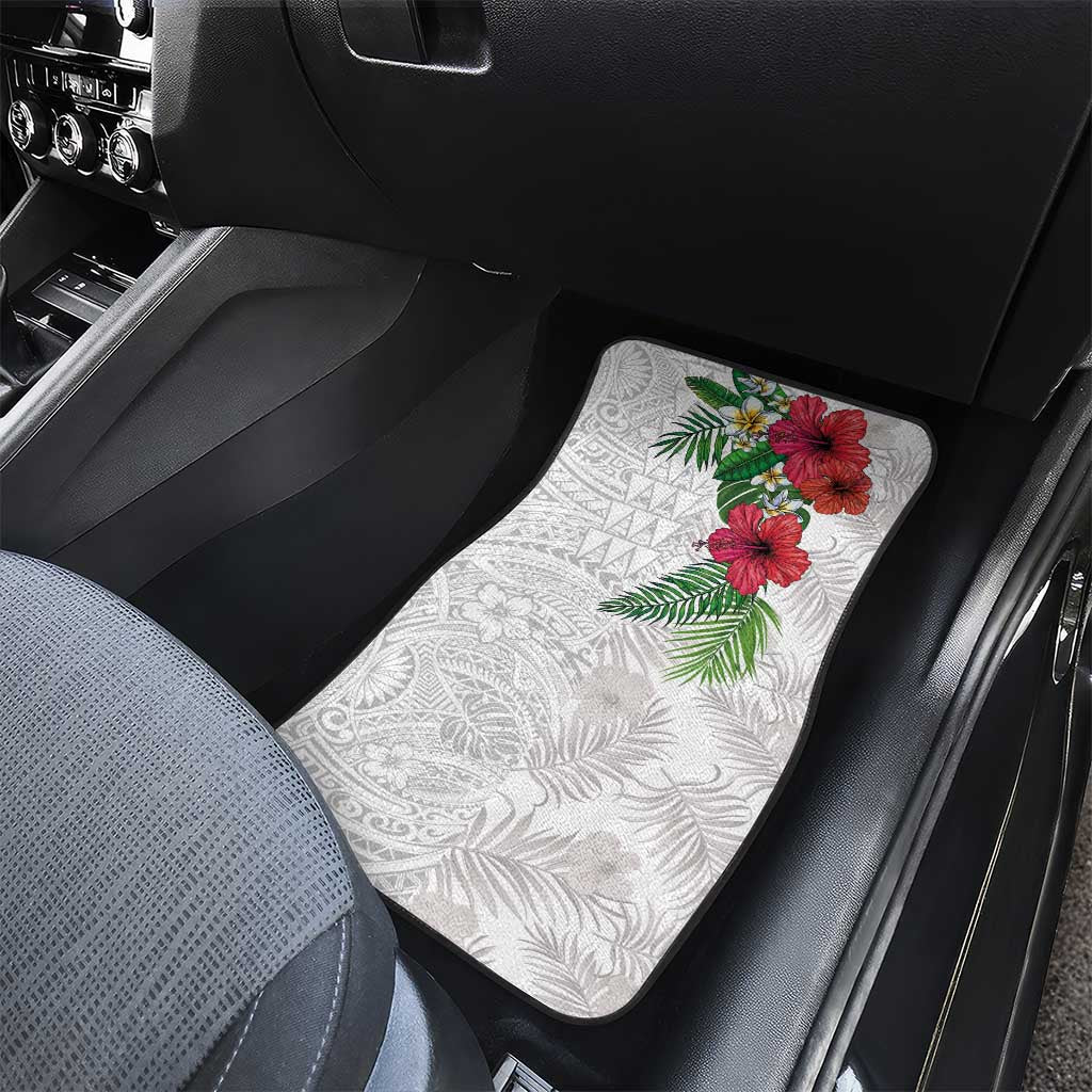 Hawaiian Tropical Plants Car Mats Kakau Tattoo and Polynesian Pattern Half White Color