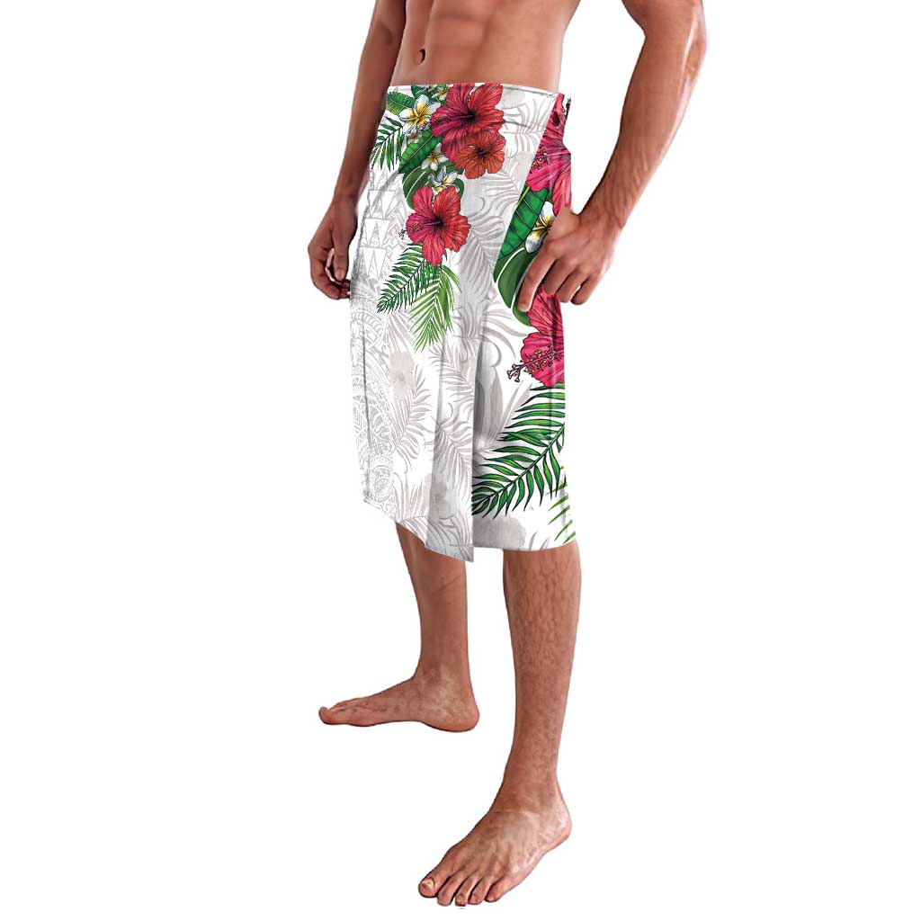 Hawaiian Tropical Plants Lavalava Kakau Tattoo and Polynesian Pattern Half White Color