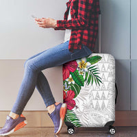 Hawaiian Tropical Plants Luggage Cover Kakau Tattoo and Polynesian Pattern Half White Color