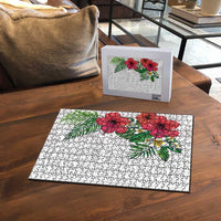 Hawaiian Tropical Plants Puzzle Kakau Tattoo and Polynesian Pattern Half White Color