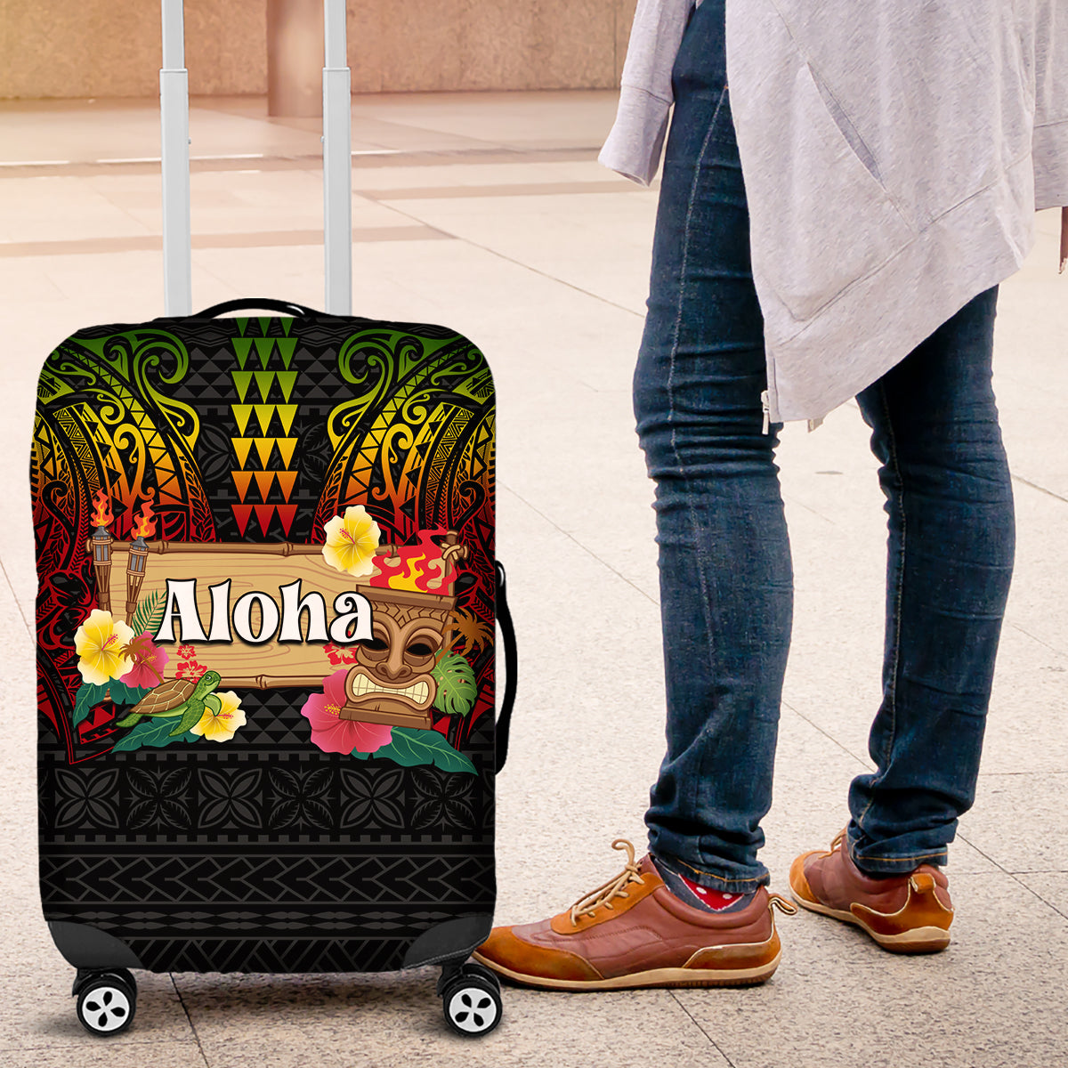 Hawaiian Elements and Polynesian Tattoo Luggage Cover