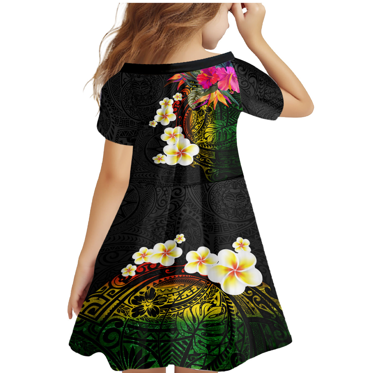 Hawaii Plumeria Family Matching Mermaid Dress and Hawaiian Shirt Polynesian Tattoo and Hibiscus LT03 - Polynesian Pride