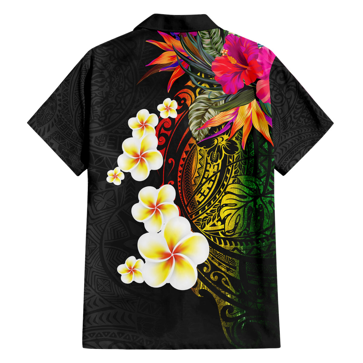 Hawaii Plumeria Family Matching Short Sleeve Bodycon Dress and Hawaiian Shirt Polynesian Tattoo and Hibiscus LT03 - Polynesian Pride