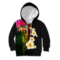 Hawaii Plumeria Kid Hoodie Polynesian Tattoo and Hibiscus
