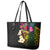 Hawaii Plumeria Leather Tote Bag Polynesian Tattoo and Hibiscus