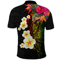 Hawaii Plumeria Polo Shirt Polynesian Tattoo and Hibiscus