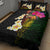 Hawaii Plumeria Quilt Bed Set Polynesian Tattoo and Hibiscus