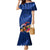 New Zealand Tuatara Family Matching Mermaid Dress and Hawaiian Shirt Silver Fern Hibiscus and Tribal Maori Pattern Blue Color