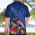 New Zealand Tuatara Hawaiian Shirt Silver Fern Hibiscus and Tribal Maori Pattern Blue Color