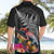 New Zealand Tuatara Hawaiian Shirt Silver Fern Hibiscus and Tribal Maori Pattern Black Color