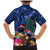 New Zealand Tuatara Christmas Family Matching Mermaid Dress and Hawaiian Shirt Silver Fern and Xmas Pohutukawa Tree Blue Color